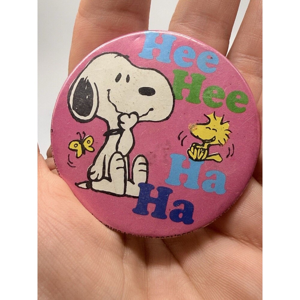 Vintage Peanuts Snoopy & Woodstock Pocket Purse Mirror "hee Hee Ha Ha”